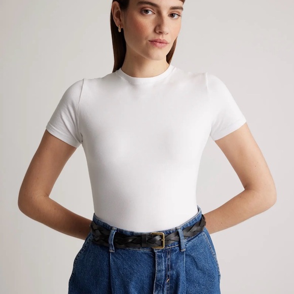 Quince Cotton Stretch Jersey Bodysuit in White Size Small - Picture 4 of 5